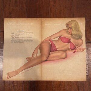 "SHE-SCAPE" Al Moore Art Vintage Pin-up & Girl at the Piano Pierre-Auguste 1949